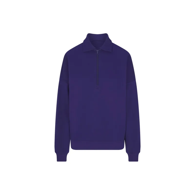 SKIMS COTTON FLEECE OVERSIZED QUARTER ZIP PULLOVER Sweatshirt Women's Concord/Harmony Purple-0