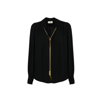 Elisabetta Franchi Necklace Embellished Georgette Blouse