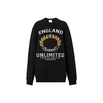 Burberry Women's College Graphic Cotton Oversized Sweatshirt Black/White/Yellow