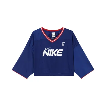 Nike Sportswear Women's V Neck Pullover Sporty T Shirt Blue