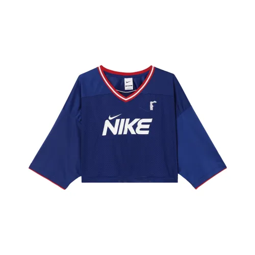 Nike Sportswear Women's V Neck Pullover Sporty T Shirt Blue