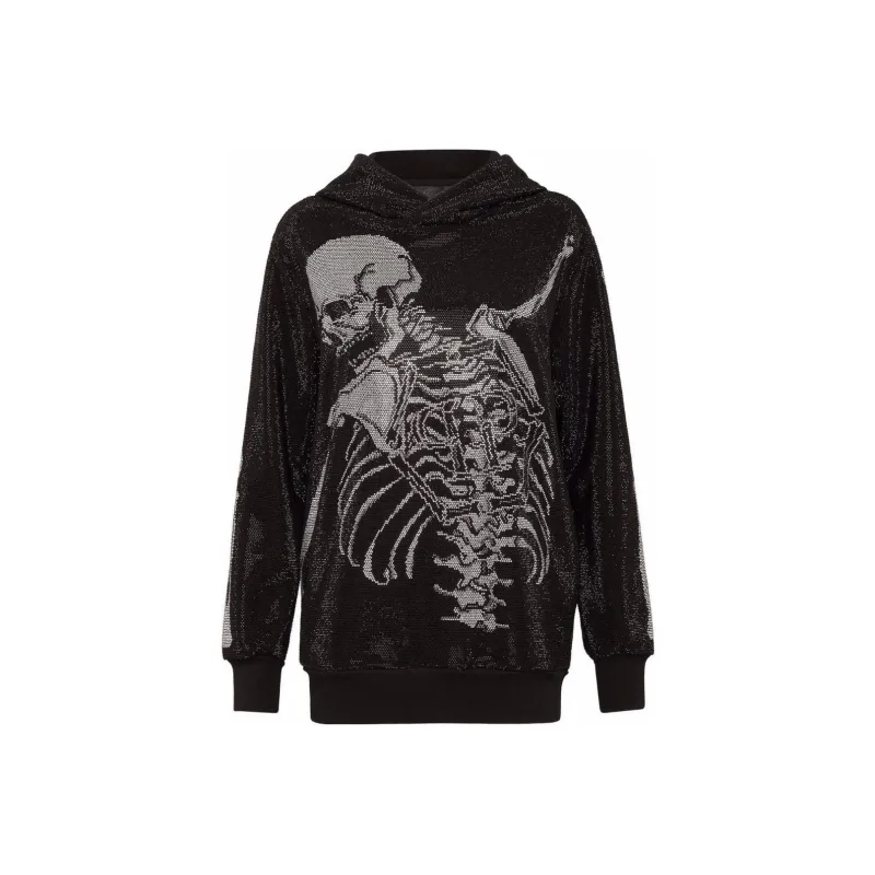 PHILIPP PLEIN Rhinestone embellished Skeleton Hoodie-0