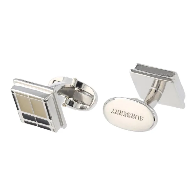 Burberry Brass, Enamel Cufflinks Men's Silver-1