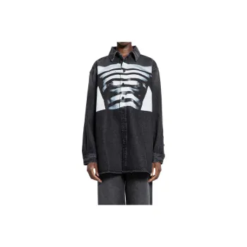 Jean Paul Gaultier Body Mariniere Printed Denim Shirt
