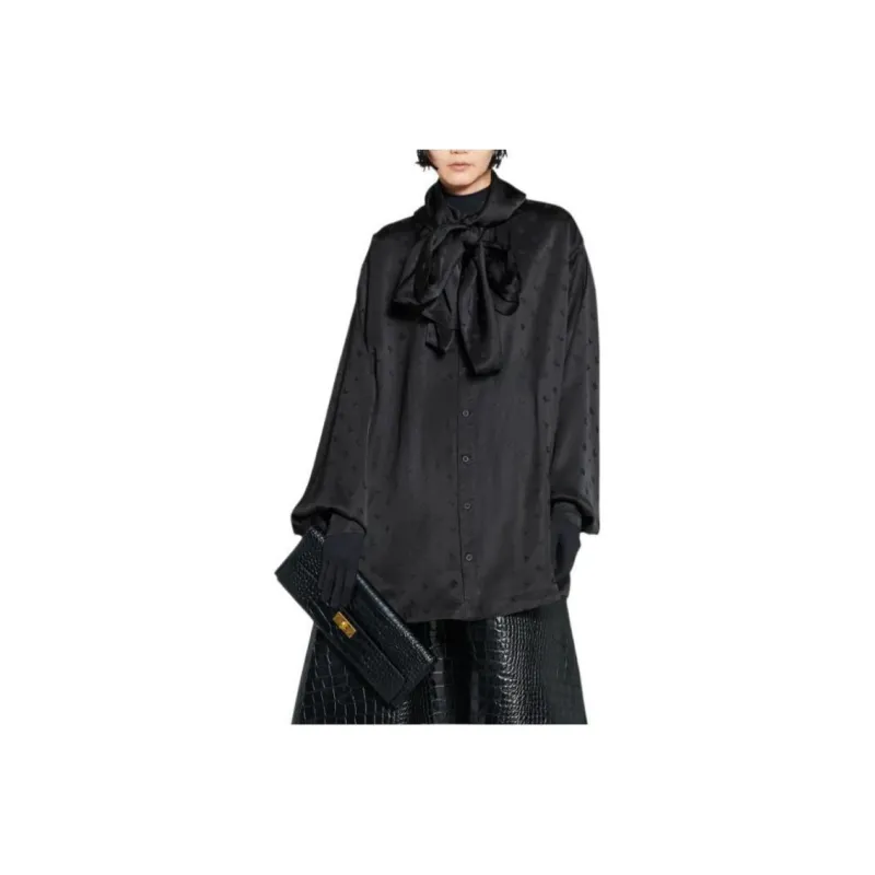 Balenciaga Allover Logo Long-Sleeved Shirt-0