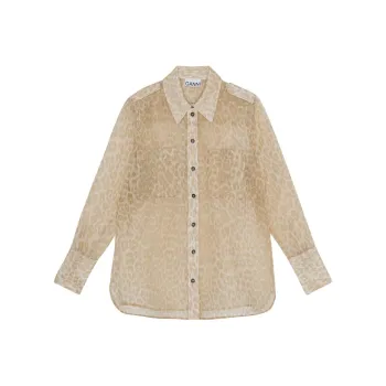 GANNI Leopard print Semi sheer Shirt