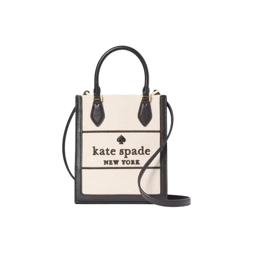 Kate Spade Canvas Bag, Tote Bag, Shopping Bag, Shoulder Bag, Crossbody Bag, Handbag Mini Women's Beige & Black