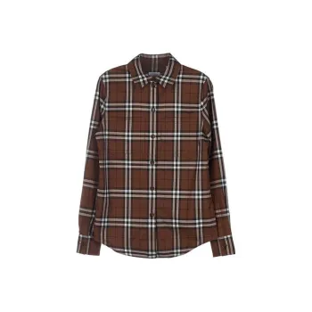 Burberry Button Down Check Shirt Brown