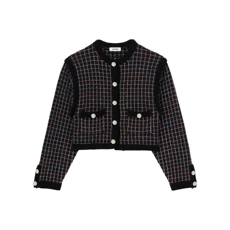 Sandro Metallic-threading Tweed Cardigan-0