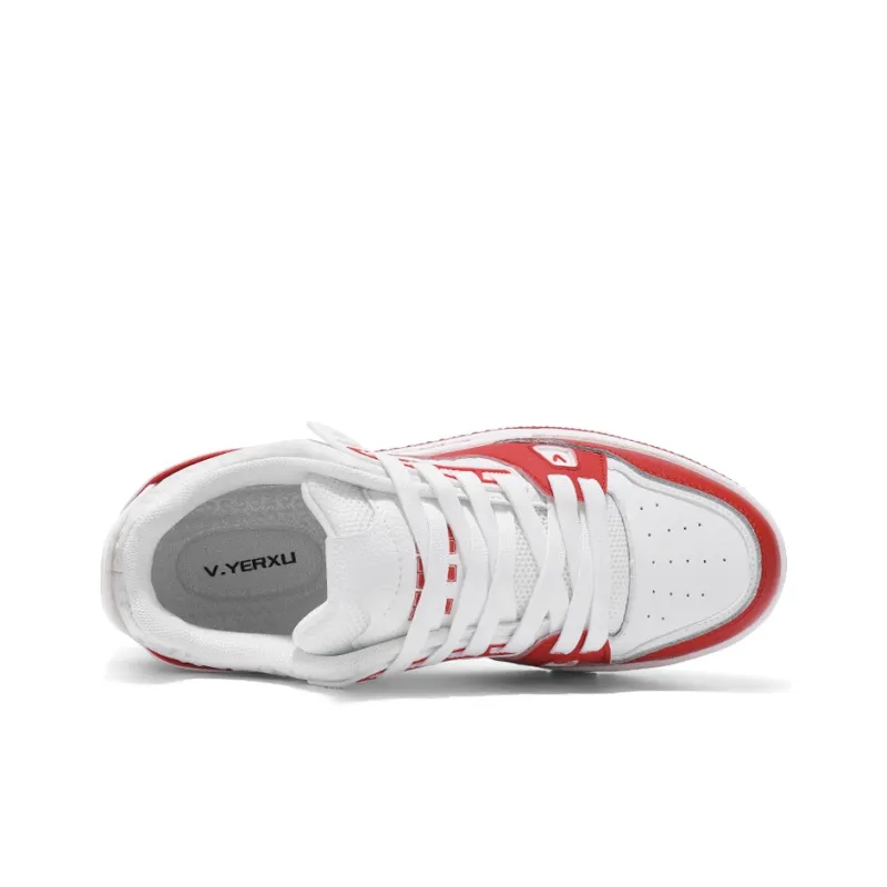 V.YERXU Versatile Casual White Sneakers Abrasion Resistant Lightweight Slip Resistant Low Top Skateboard Shoes Unisex-3