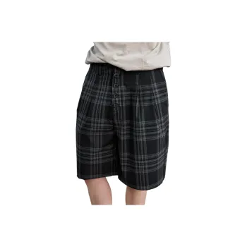 Lilbetter Casual Shorts Unisex Black Gray Plaid
