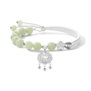Bear Silversmith Bracelets Green Jade Women's