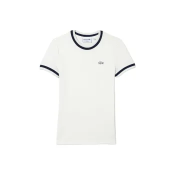 LACOSTE T Shirt Women's White/Marine Blue