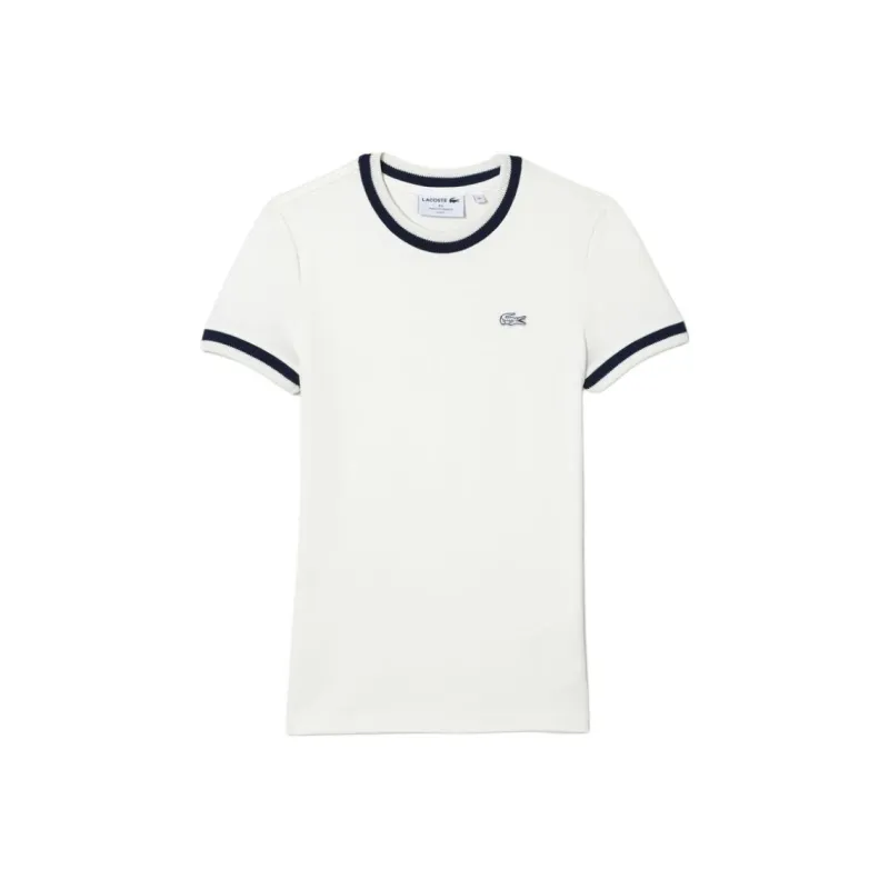 LACOSTE T Shirt Women's White/Marine Blue-0