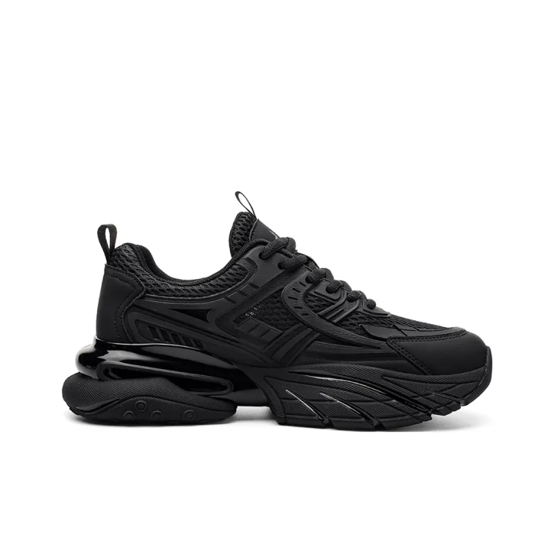 JEEP SPIRIT Abrasion Resistant Breathable Height Increasing Low Top Chunky Sneakers Men's Black-1