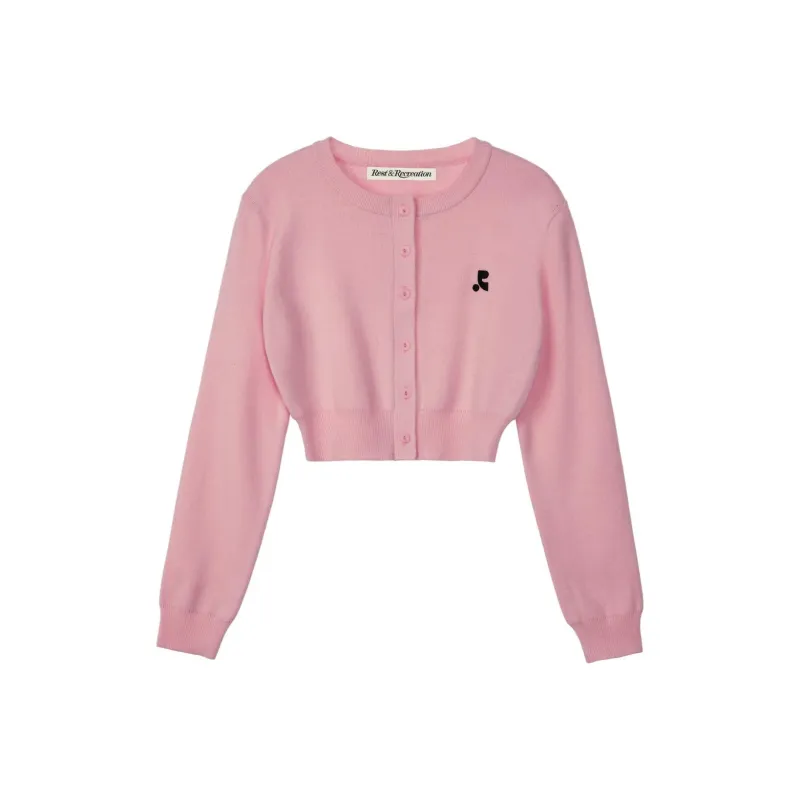 Rest&Recreation CROPPED KNIT CARDIGAN Knitwear Women's Pink/Pink-0