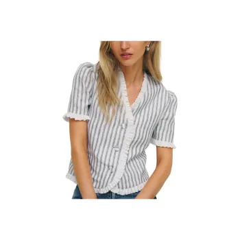 REFORMATION Bess Linen Top T-Shirt Women's Anti-Bacterial Stripes