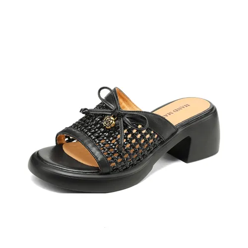 QIAOLINER PU Polyurethane Woven Odor Resistant Slide Slippers Women's