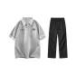 Gray Top+Black Ice Silk Pants