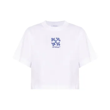 OFF WHITE Logo Embroidered Crewneck T Shirt