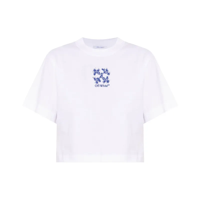 OFF WHITE Logo Embroidered Crewneck T Shirt-0