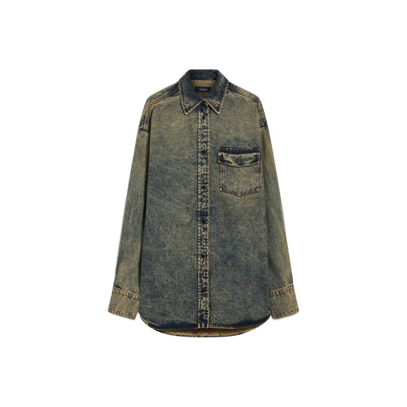 SportMa Targa Collection Oversized Denim Blouse Shirt Women's Beige-0