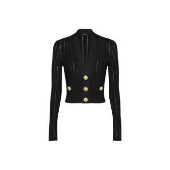 BALMAIN Open knit Cropped Cardigan