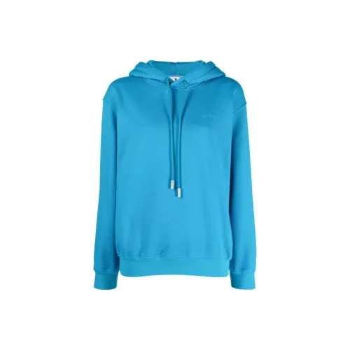 OFF WHITE Diagonal Stripe Drawstring Hoodie Blue