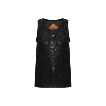 MCM Logo Patch Embellished Tank Top