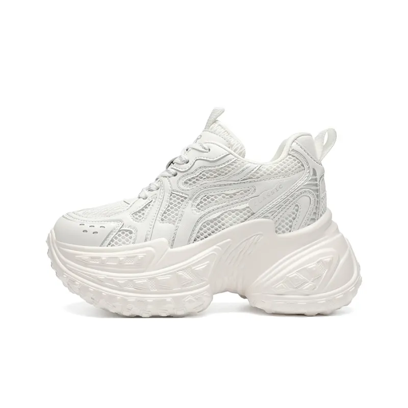 ZHR Baby's Breath Cushioning Abrasion Resistant Coverage Height Increasing Low Top Chunky Sneakers Women's-0