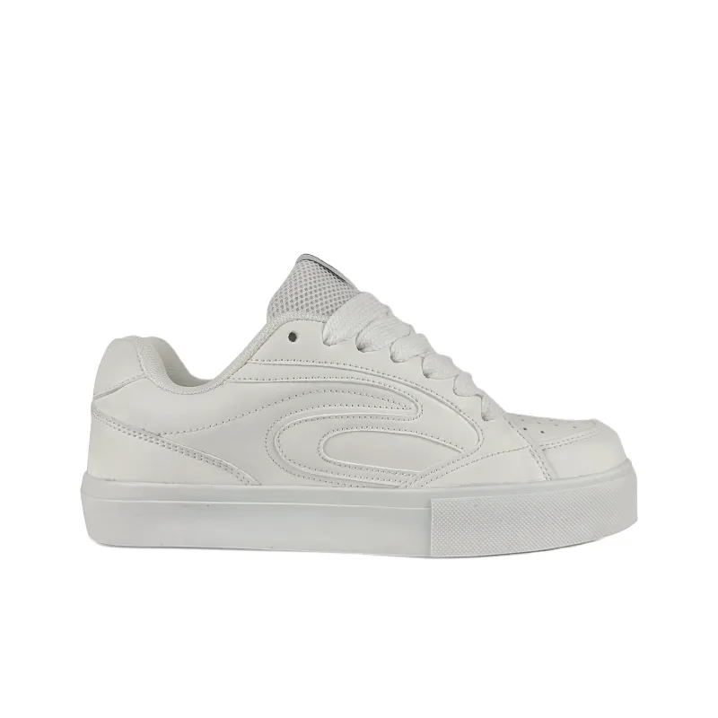 Rongchuan Slip Resistant, Abrasion Resistant, Lightweight, Height Increasing Low Top Skateboard Shoes Unisex All White-2