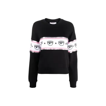 CHIARA FERRAGNI Logo-tape Cotton Sweatshirt