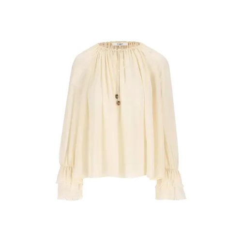 Chloé Gathered V Neck Drawstring Top