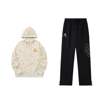PEAK Sweatshirt Set Unisex White Beige Yellow
