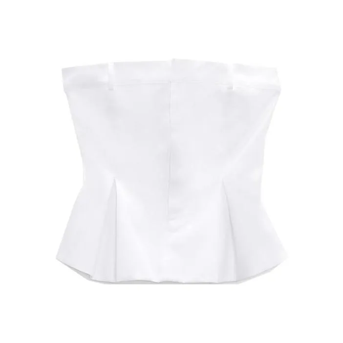 ZARA Strapless Tops Women's White-0