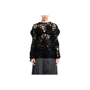 CDG Open Crochet Spider Web Knit Sweater 'Black'