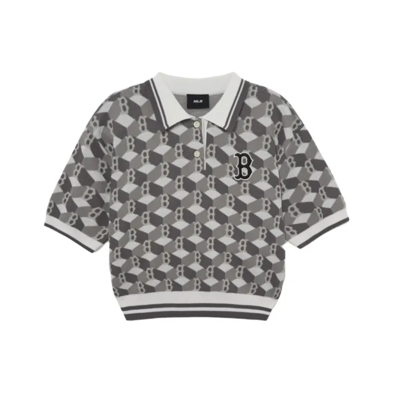 MLB Cube Monogram Polo Shirt Women's Gray-0
