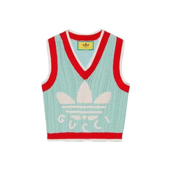 GUCCI X Adidas Rib Stitch Sleeveless Top Light Turquoise