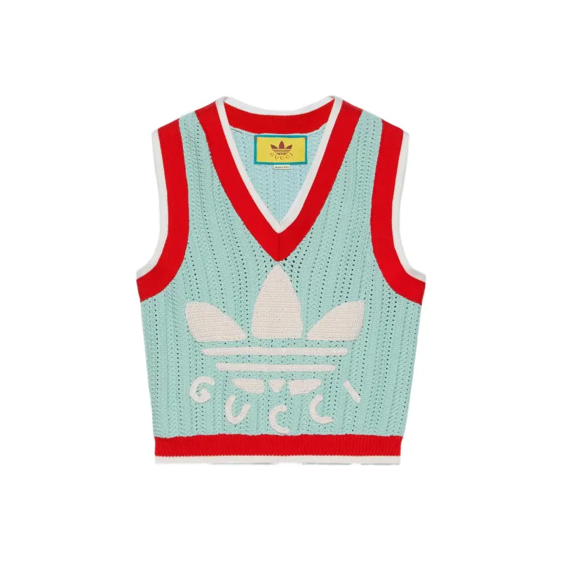 GUCCI X Adidas Rib Stitch Sleeveless Top Light Turquoise-0