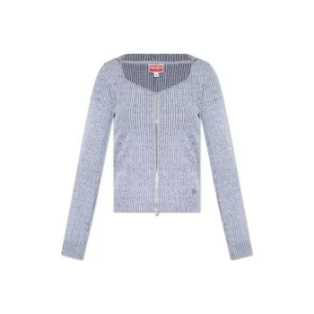 KENZO Zip Up Ribbed Cardigan