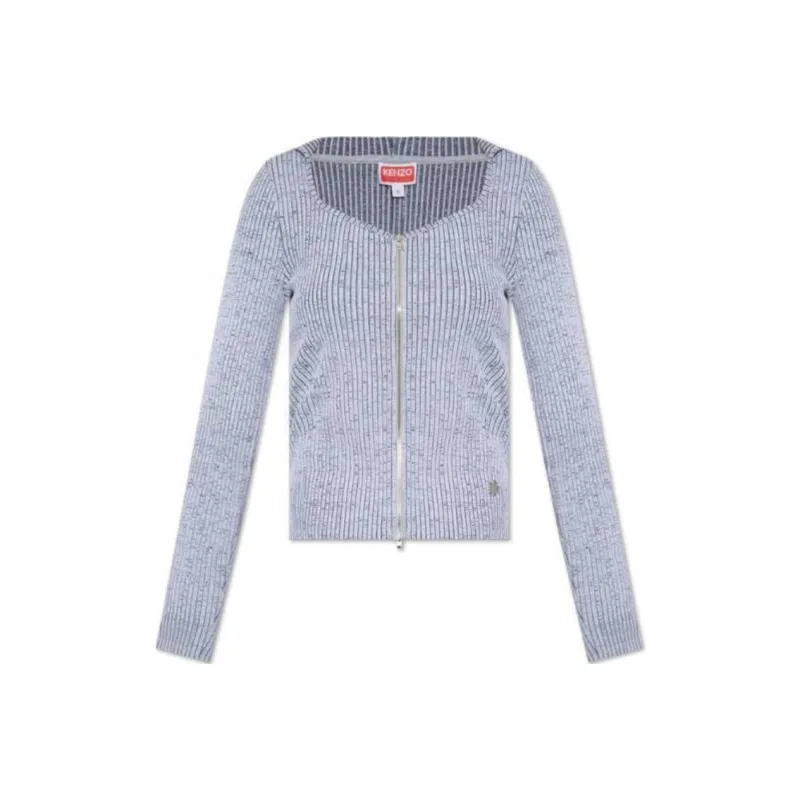KENZO Zip Up Ribbed Cardigan-0
