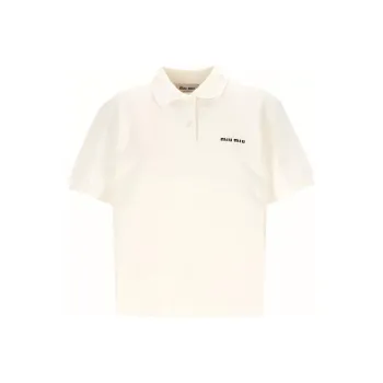 MIU MIU Logo embroidered Cotton Polo Shirt