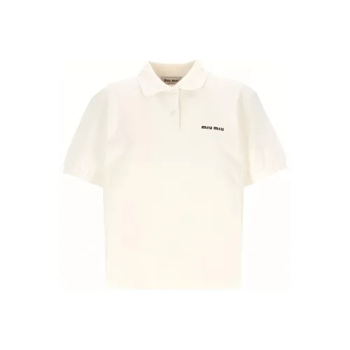 MIU MIU Logo embroidered Cotton Polo Shirt
