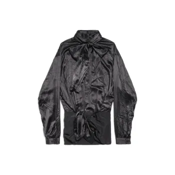 Balenciaga Lavallière Bow Tie Buttoned Up Blouse