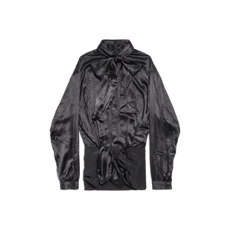 Balenciaga Lavallière Bow Tie Buttoned Up Blouse-0