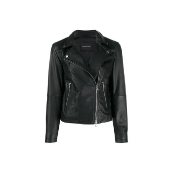 EMPORIO ARMANI Long Sleeved Zipped Biker Jacket