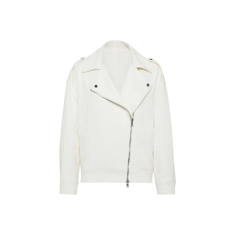 Brunello Cucinelli Long Sleeved Zipped Biker Jacket-0