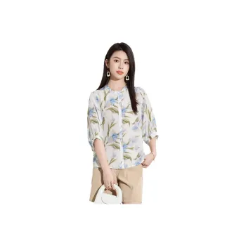 Yi Mengyuan Silk Shirt Women's Leaf Flower