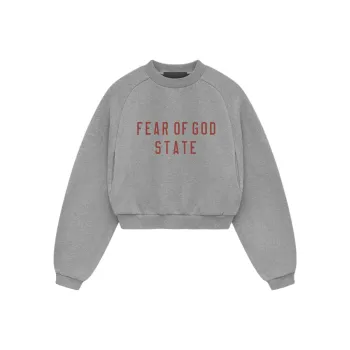 Fear Of God Essentials Women'ss Fleece Cropped Hoodie Dark Heather