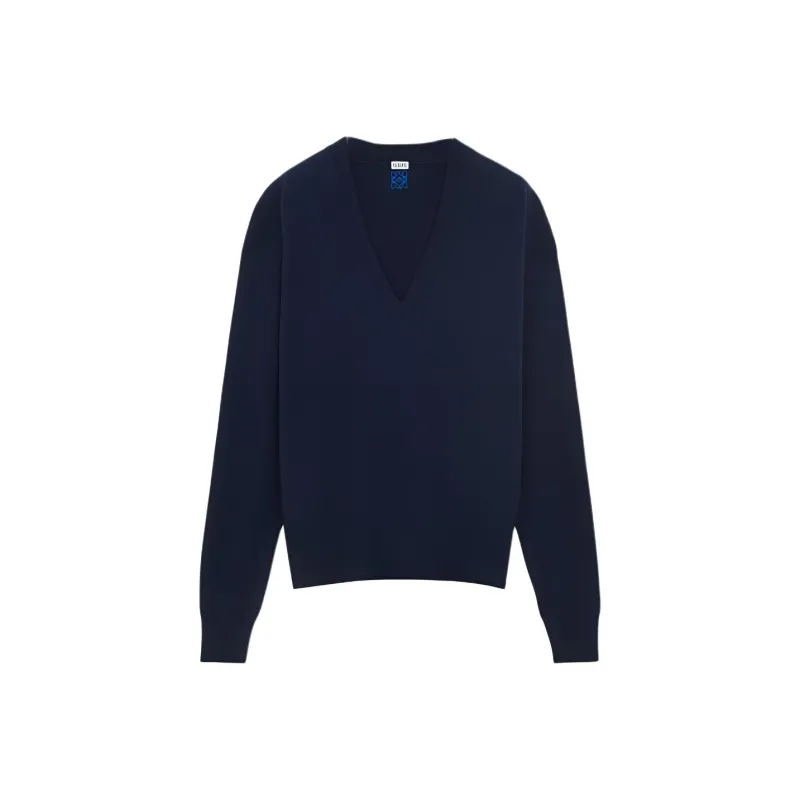 LOEWE Logo Embroidered V Neck Jumper-0